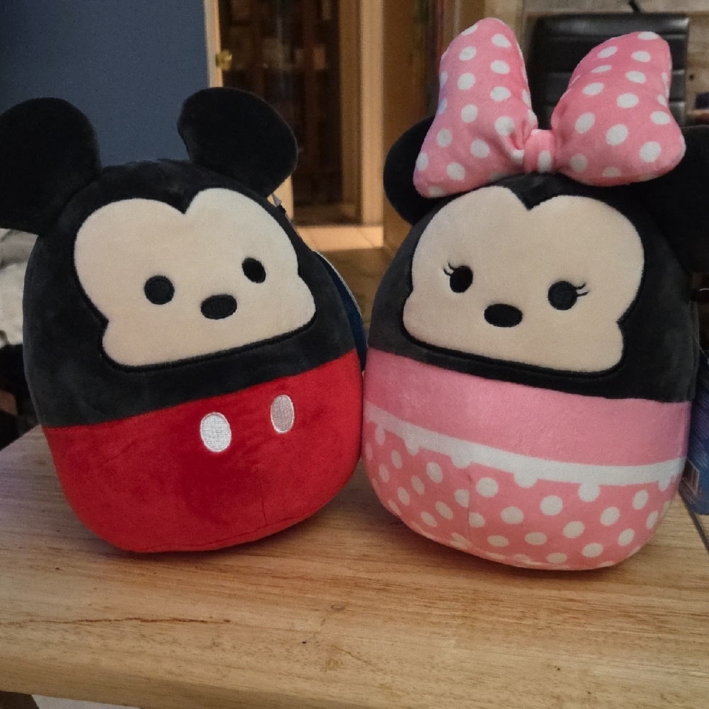 Disney Black and Red Mickey & Pink Minnie Plush Duo
